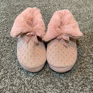 Pink and Gold Knit Slippers